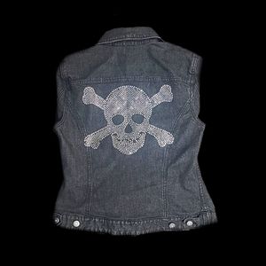 Womens Black Rhinestone Studded Button-up Denium Jacket.